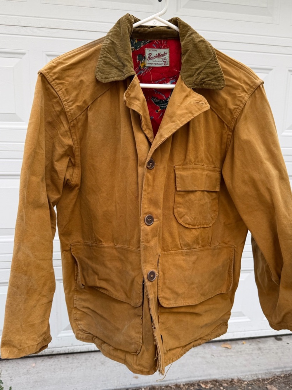 Vintage Tan Workwear Jacket with Corduroy Collar
